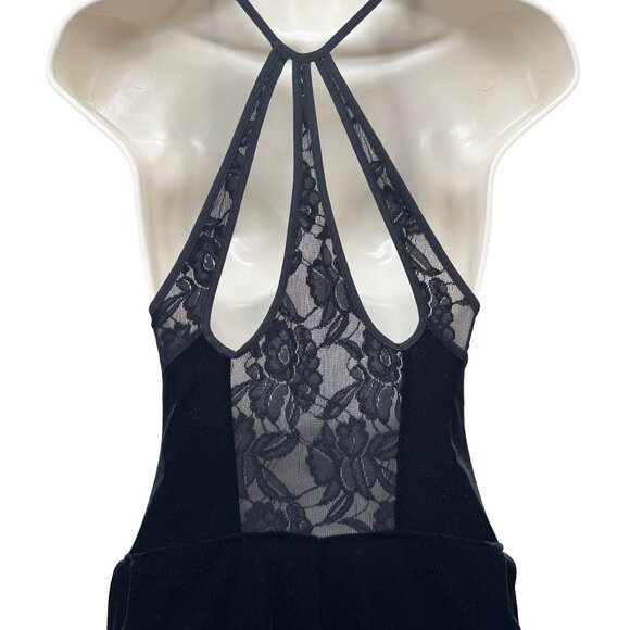 Free People Night Shade Velvet Mini Dress Black Sleeveless Strappy Halter Size S - Picture 4 of 16